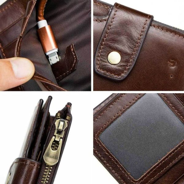 Men Leather Wallet Smart Bluetooth Antimagnetic RFID Anti-Lost Anti-Theft Multi-Function Coin Purse - Image 6