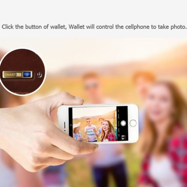 Vertical Wallet Smart Bluetooth Anti-Lost Anti-Theft Leather Bag, Style: Smart (Brown) - Image 5