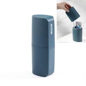 Portable Toothbrush Cups for Business Trips with Lid Creative Mouthwash Cup, Style: Without Sub-bottle (Dark Blue)