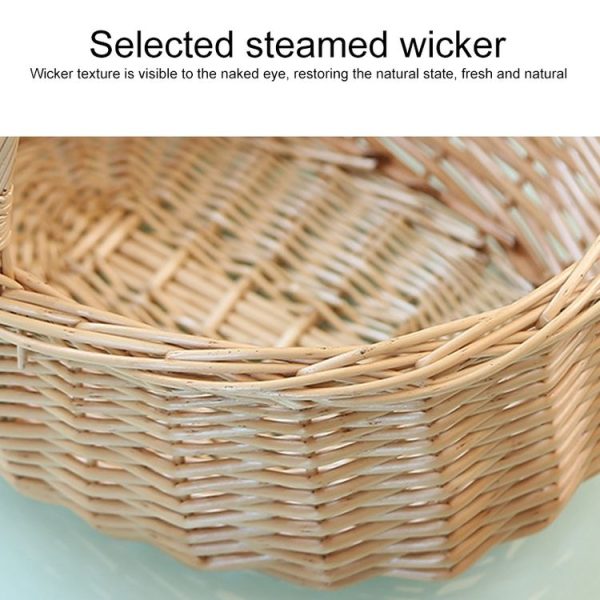 Hand-woven Picnic Basket Sackcloth Rattan Storage Basket, Specification: Small (Primary Color Red Check Cloth) - Image 3
