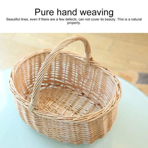 Hand-woven Picnic Basket Sackcloth Rattan Storage Basket, Specification: Small (Primary Color Red Check Cloth) - Image 4