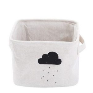 Cotton Linen Sundries Organizer Cartoon Cosmetic Case Toy Storage Barrel Storage Box Cloth Storage Basket (Cloud)