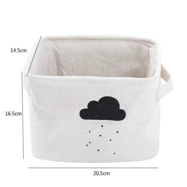 Cotton Linen Sundries Organizer Cartoon Cosmetic Case Toy Storage Barrel Storage Box Cloth Storage Basket (Cloud) - Image 3
