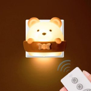 Bear Remote Control Night Light Bedside Eye Protection Wall Lamp with 3 Light Modes, Style: CN Plug