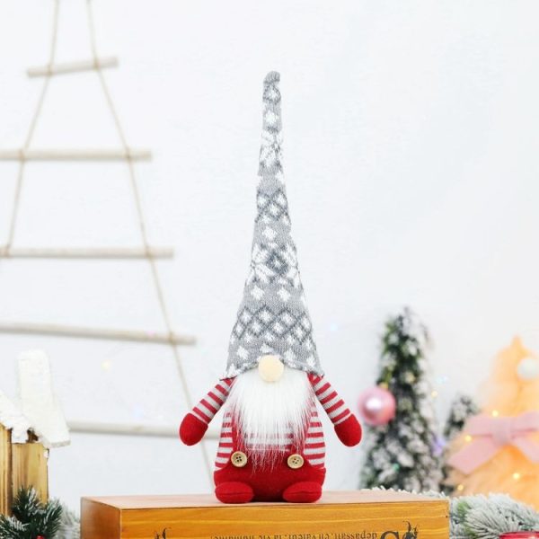 Christmas Decorations Faceless Elderly Dolls Forest Elderly Dolls Christmas Ornaments (Grey Hat)