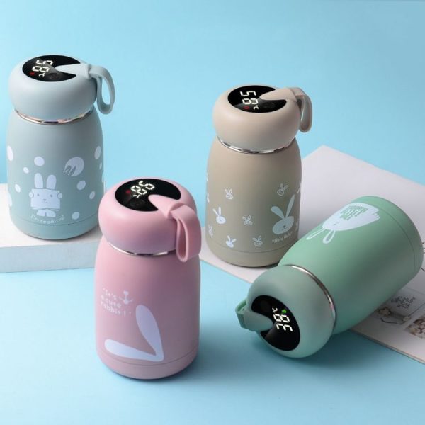 Cartoon Thermos Mug Intelligent Temperature Measurement Color Change Display Temperature Water Cup Couple Children Student Cup, Capacity: 320ml (Pink) - Image 2