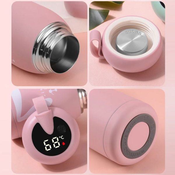 Cartoon Thermos Mug Intelligent Temperature Measurement Color Change Display Temperature Water Cup Couple Children Student Cup, Capacity: 320ml (Pink) - Image 5