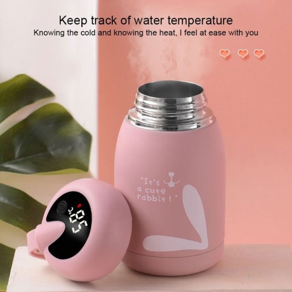 Cartoon Thermos Mug Intelligent Temperature Measurement Color Change Display Temperature Water Cup Couple Children Student Cup, Capacity: 320ml (Pink) - Image 7