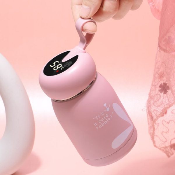 Cartoon Thermos Mug Intelligent Temperature Measurement Color Change Display Temperature Water Cup Couple Children Student Cup, Capacity: 320ml (Pink) - Image 8