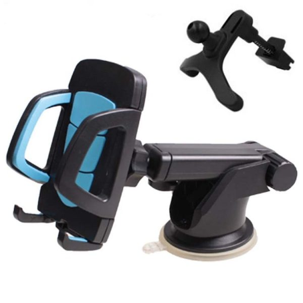 Car Phone Holder Car Air Outlet Mobile Phone Holder Suction Cup Navigation Instrument Panel General, Style: 3 in 1 (Blue) - Image 2