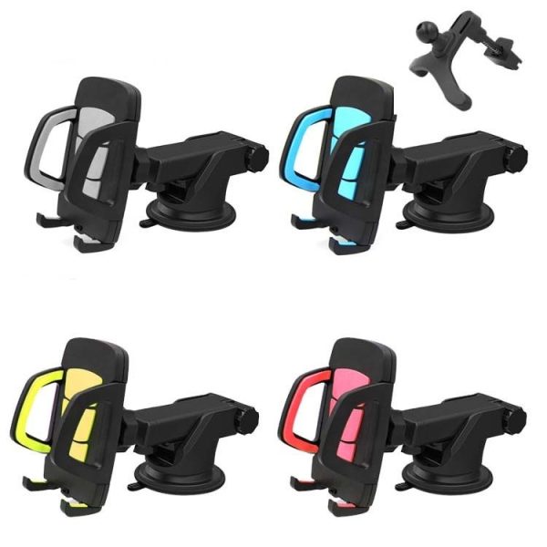 Car Phone Holder Car Air Outlet Mobile Phone Holder Suction Cup Navigation Instrument Panel General, Style: 3 in 1 (Blue) - Image 3