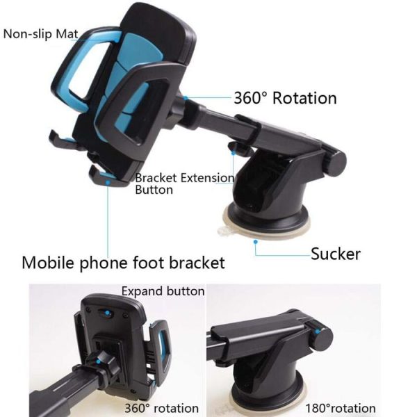 Car Phone Holder Car Air Outlet Mobile Phone Holder Suction Cup Navigation Instrument Panel General, Style: 3 in 1 (Blue) - Image 6