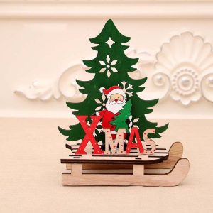 Christmas Decorations Christmas Painted Wooden Assembly DIY Sleigh Car Decoration Jigsaw Puzzle Gift, Size: Large (Old Man)