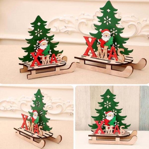 Christmas Decorations Christmas Painted Wooden Assembly DIY Sleigh Car Decoration Jigsaw Puzzle Gift, Size: Large (Old Man) - Image 2