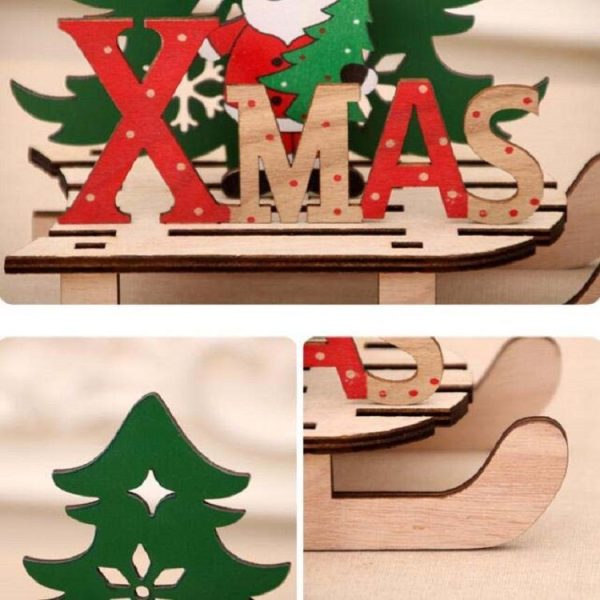 Christmas Decorations Christmas Painted Wooden Assembly DIY Sleigh Car Decoration Jigsaw Puzzle Gift, Size: Large (Old Man) - Image 3