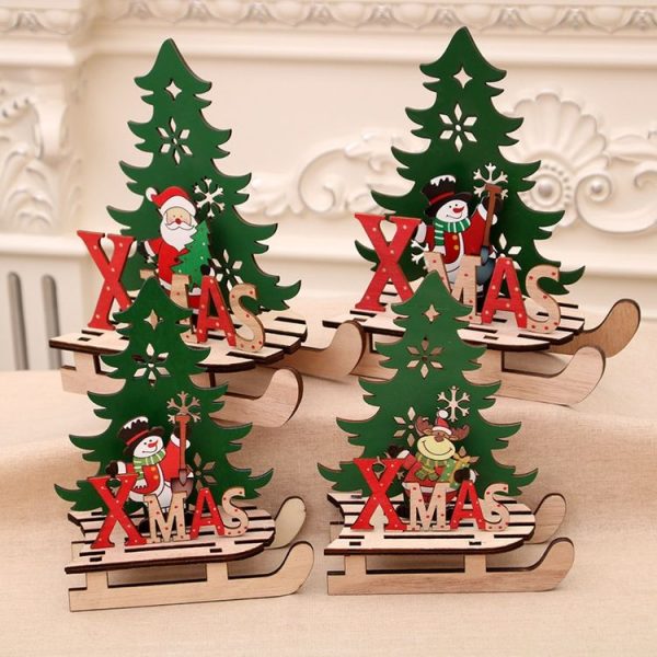 Christmas Decorations Christmas Painted Wooden Assembly DIY Sleigh Car Decoration Jigsaw Puzzle Gift, Size: Large (Old Man) - Image 4