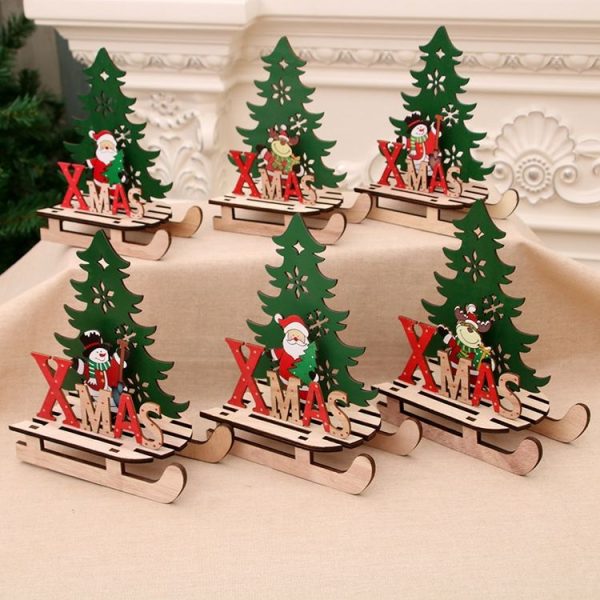Christmas Decorations Christmas Painted Wooden Assembly DIY Sleigh Car Decoration Jigsaw Puzzle Gift, Size: Large (Old Man) - Image 5