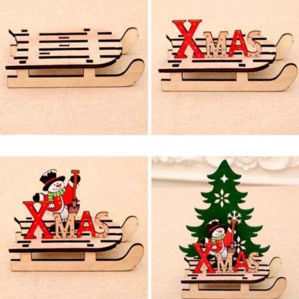 Christmas Decorations Christmas Painted Wooden Assembly DIY Sleigh Car Decoration Jigsaw Puzzle Gift, Size: Large (Old Man) - Image 6