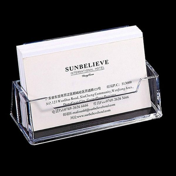 Acrylic Transparent Name Card Holder Desktop Showcase (White)