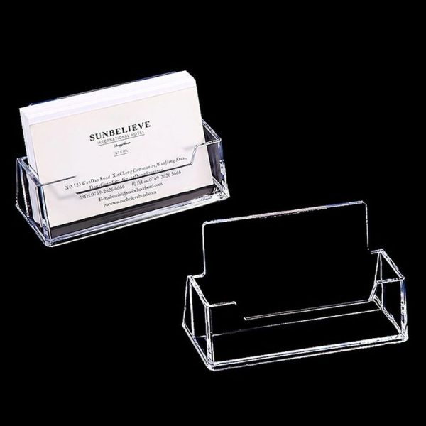 Acrylic Transparent Name Card Holder Desktop Showcase (White) - Image 2