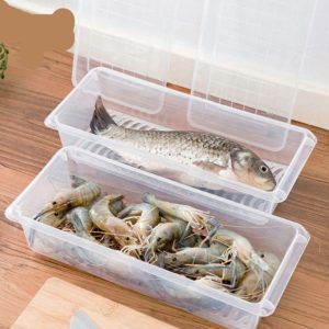 Kitchen Refrigerator Drainable Fresh-Keeping Box Food Plastic Sealed Freezer Storage Box Fish Fresh Box, Size: Small