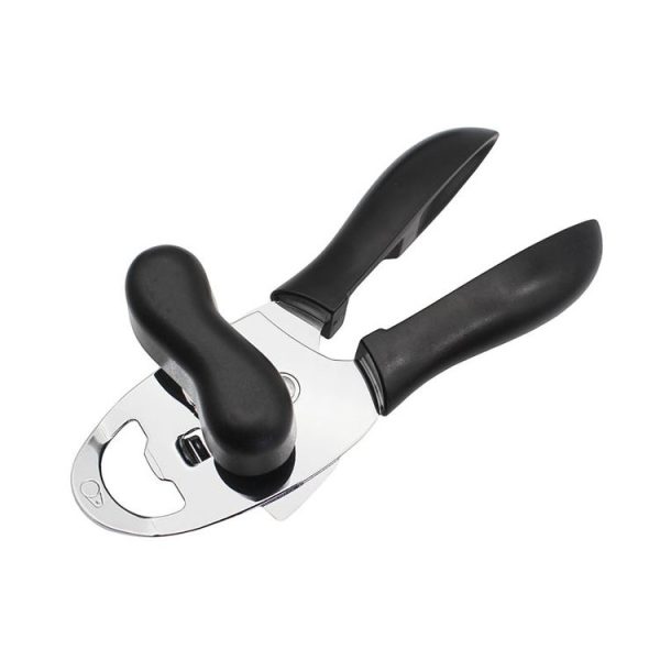 4 in 1 Multifunctional Can Opener Kitchen Household Lid Opener Canning Knife (Black)