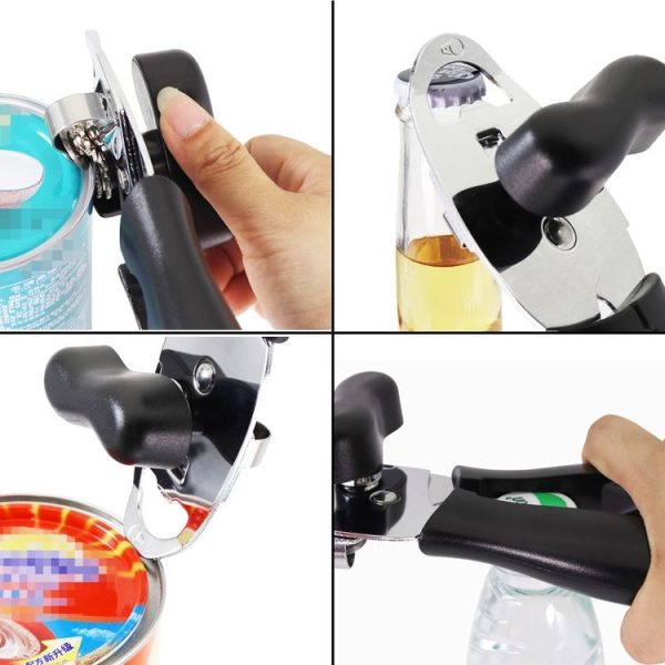 4 in 1 Multifunctional Can Opener Kitchen Household Lid Opener Canning Knife (Black) - Image 4