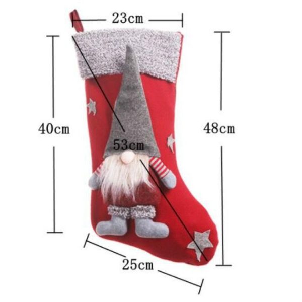 Christmas Ornaments Three-Dimensional Faceless Doll Christmas Stocking Christmas Gift Candy Bag (Gray) - Image 3