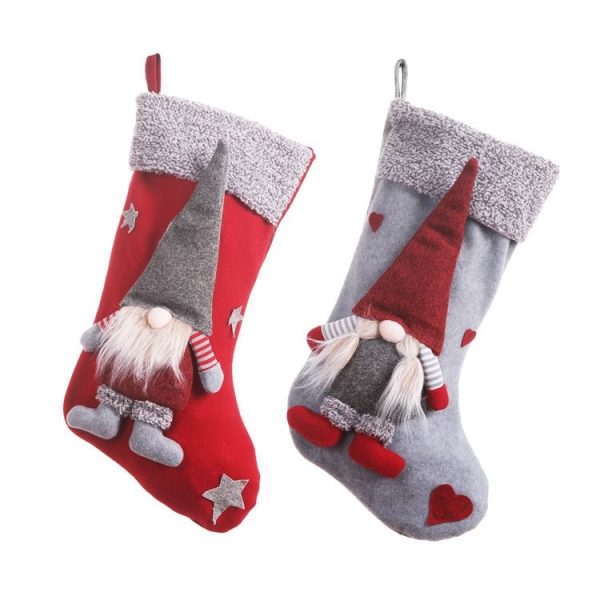 Christmas Ornaments Three-Dimensional Faceless Doll Christmas Stocking Christmas Gift Candy Bag (Gray) - Image 5