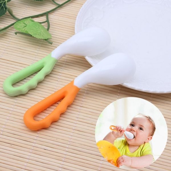 2 PCS Baby Curved Spoon Eat Spoon Baby Pacifier Feeding Spoon Solid Supplies Curved Spoon Children Tableware (Mixing) - Image 2