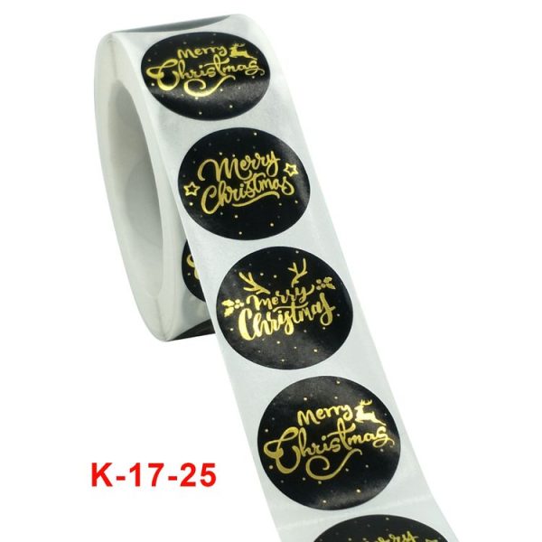 3 PCS Roll Hot Gold Stickers Christmas Stickers Holiday Gift Sealing Stickers, Size: 2.5cm / 1inch - Image 2
