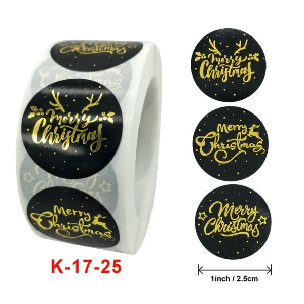 3 PCS Roll Hot Gold Stickers Christmas Stickers Holiday Gift Sealing Stickers, Size: 2.5cm / 1inch - Image 3