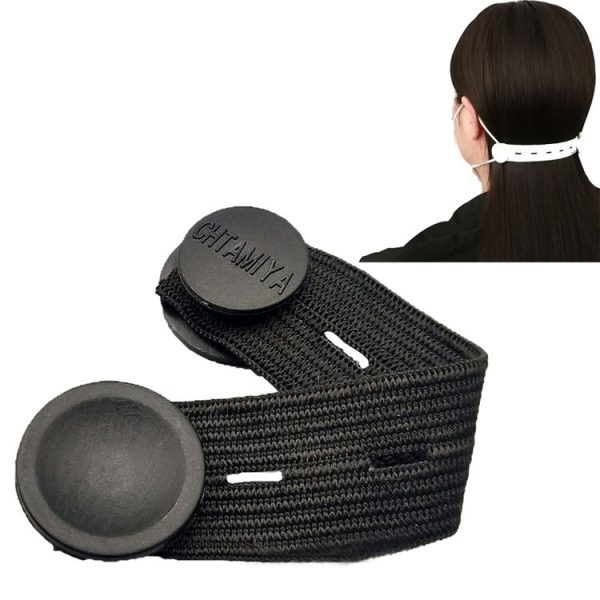 Mask Hook Adjustment Buckle Ear-Wearing Mask Anti-Squeeze Ear Lanyard Extending Ear Rope (Black)