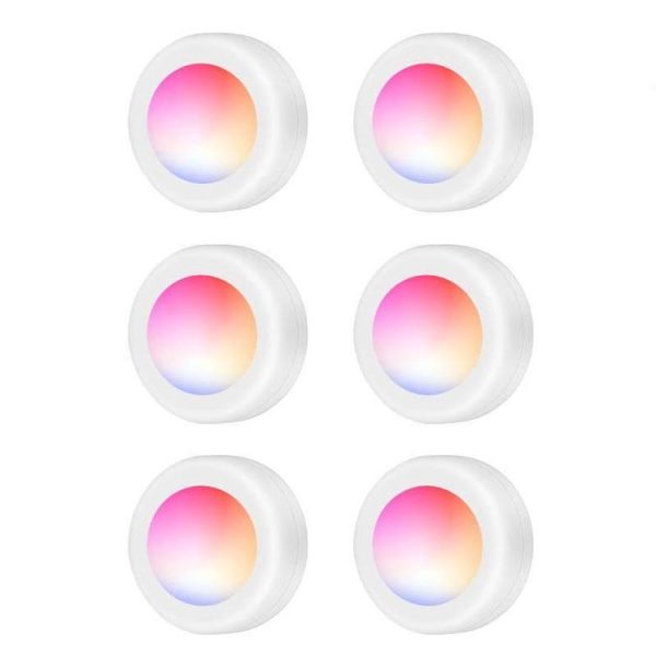 6 PCS / Set 16 Color RGB LED Night Light Strobe Atmosphere Pat Light Remote Control Cabinet Light with 2 Remote Control - Image 2