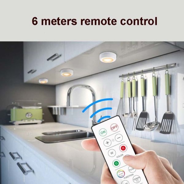 6 PCS / Set 16 Color RGB LED Night Light Strobe Atmosphere Pat Light Remote Control Cabinet Light with 2 Remote Control - Image 5