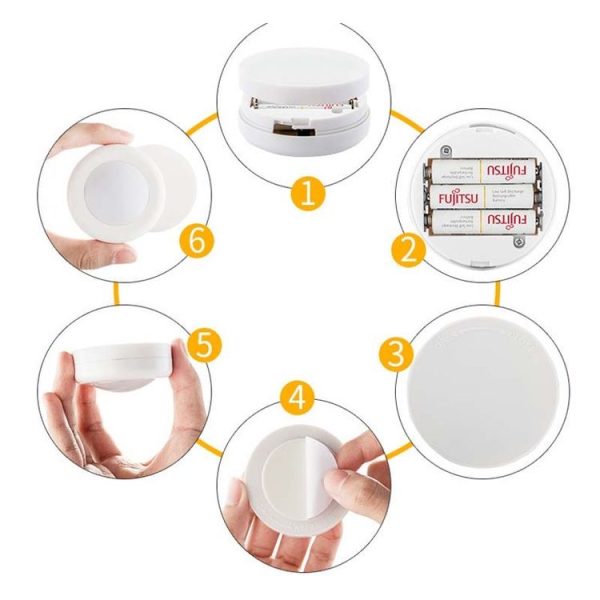 6 PCS / Set 16 Color RGB LED Night Light Strobe Atmosphere Pat Light Remote Control Cabinet Light with 2 Remote Control - Image 7
