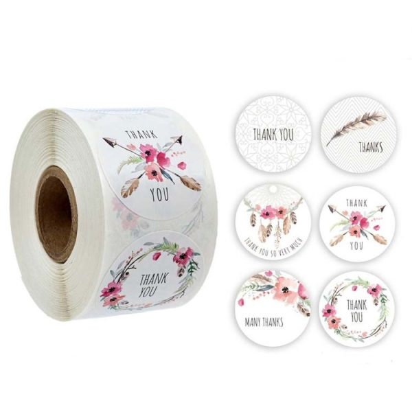 Roll Flower Thank You Sticker Birthday Party Wedding Decoration, Size: 2.5cm / 1inch (A-15)