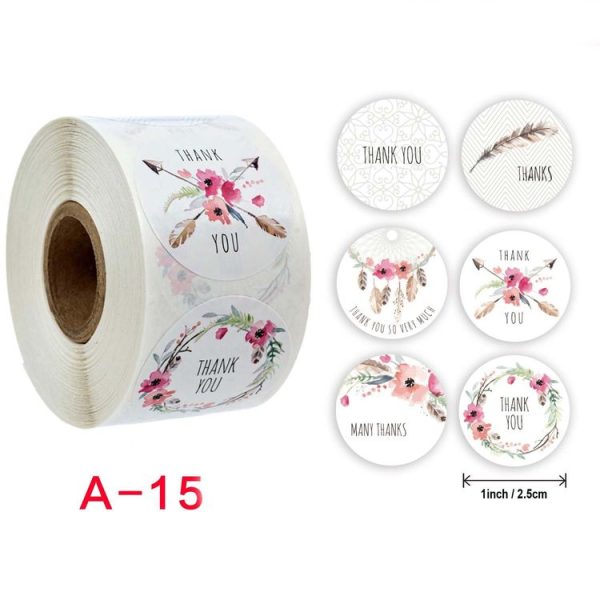 Roll Flower Thank You Sticker Birthday Party Wedding Decoration, Size: 2.5cm / 1inch (A-15) - Image 2