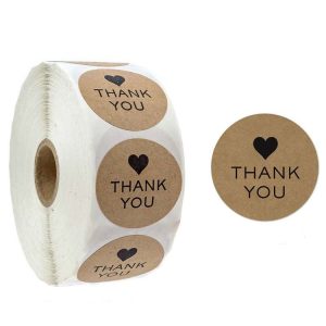 Kraft Paper Roll Sticker Thank You Sticker Label Red Love Envelope Decoration, Size: 2.5cm / 1inch (B-10)