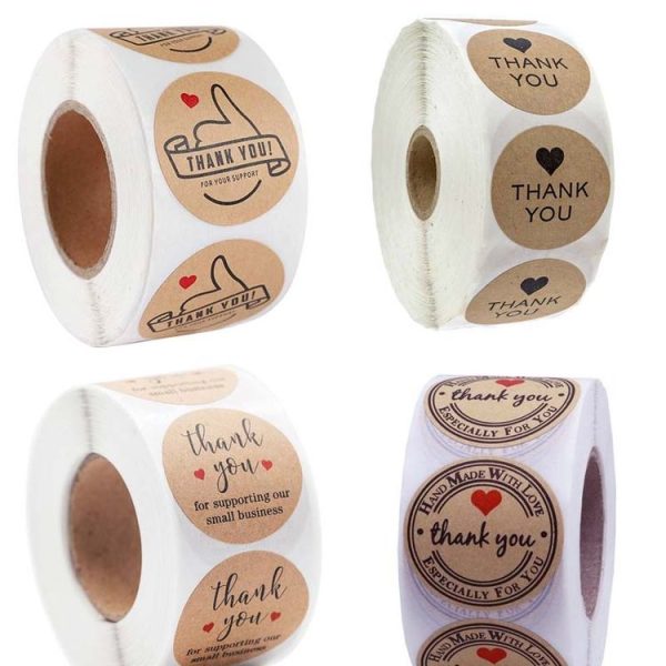 Kraft Paper Roll Sticker Thank You Sticker Label Red Love Envelope Decoration, Size: 2.5cm / 1inch (B-10) - Image 3