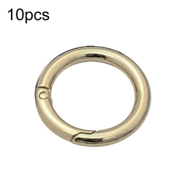 10pcs Zinc Alloy Spring Ring Metal Open Bag Webbing Keychain, Size: Half-inch Light Gold