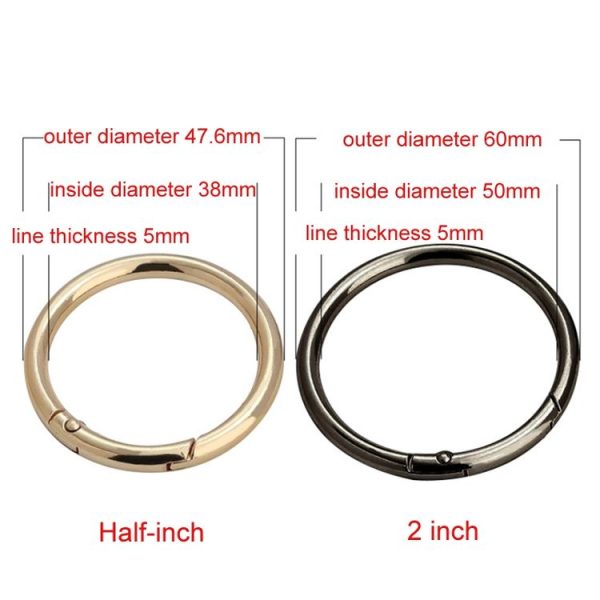 10pcs Zinc Alloy Spring Ring Metal Open Bag Webbing Keychain, Size: Half-inch Light Gold - Image 3
