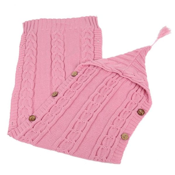 Children Sweater Wooden Button Tassel Hat Baby Hooded Sleeping Bag, Size: One Size (Brown) - Image 3