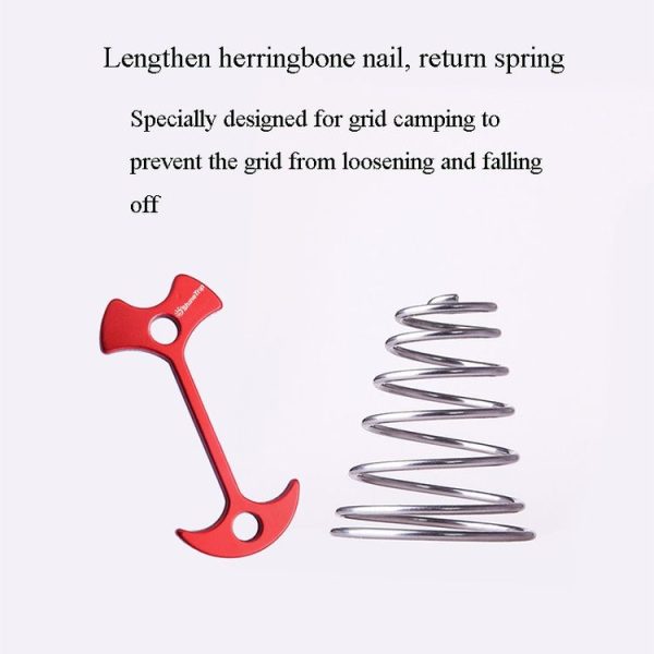 2 Set / 8 PCS Outdoor Tent Spring Nails Lengthened Aluminum Alloy Fishbone Spring Nail Tent Canopy Boardwalk Fixed Wire Spring Nail (Golden) - Image 3