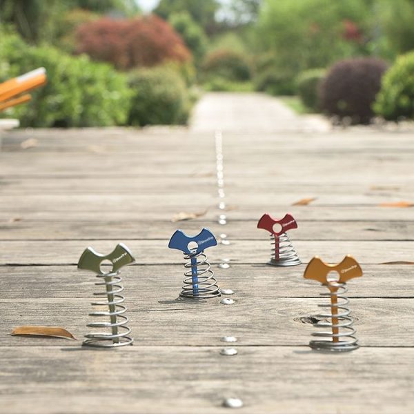 2 Set / 8 PCS Outdoor Tent Spring Nails Lengthened Aluminum Alloy Fishbone Spring Nail Tent Canopy Boardwalk Fixed Wire Spring Nail (Golden) - Image 5