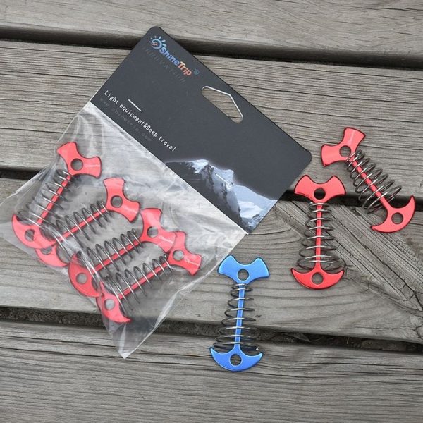 2 Set / 8 PCS Outdoor Tent Spring Nails Lengthened Aluminum Alloy Fishbone Spring Nail Tent Canopy Boardwalk Fixed Wire Spring Nail (Golden) - Image 7