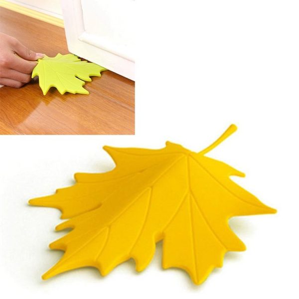 Maple Autumn Leaf Style Home Decor Finger Safety Door Stop Stopper (Yellow)
