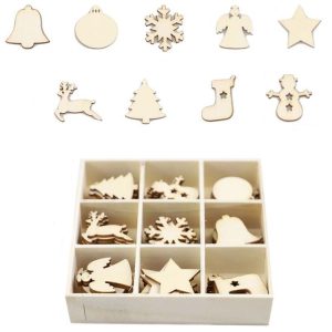 Christmas Creative DIY Decoration Gift Set Handmade Wood Chip Pendant, Style: JM02031