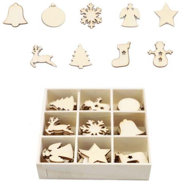 Christmas Creative DIY Decoration Gift Set Handmade Wood Chip Pendant, Style: JM02031