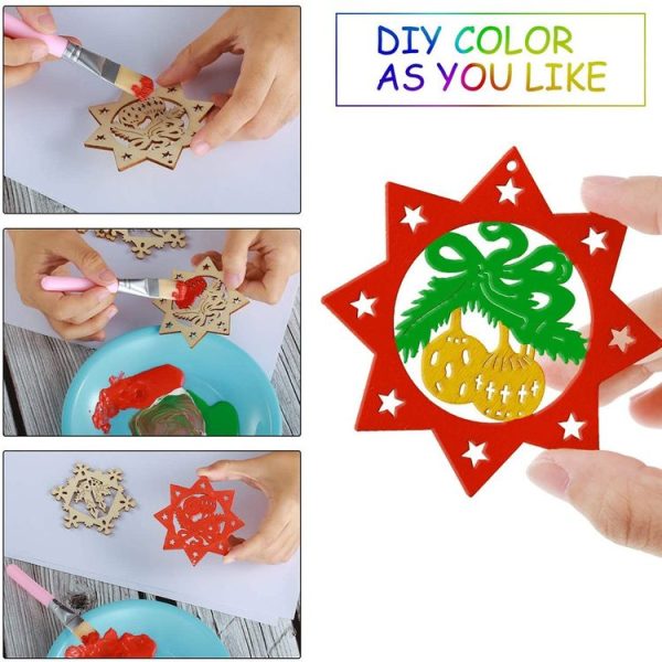 Christmas Creative DIY Decoration Gift Set Handmade Wood Chip Pendant, Style: JM02032 - Image 3